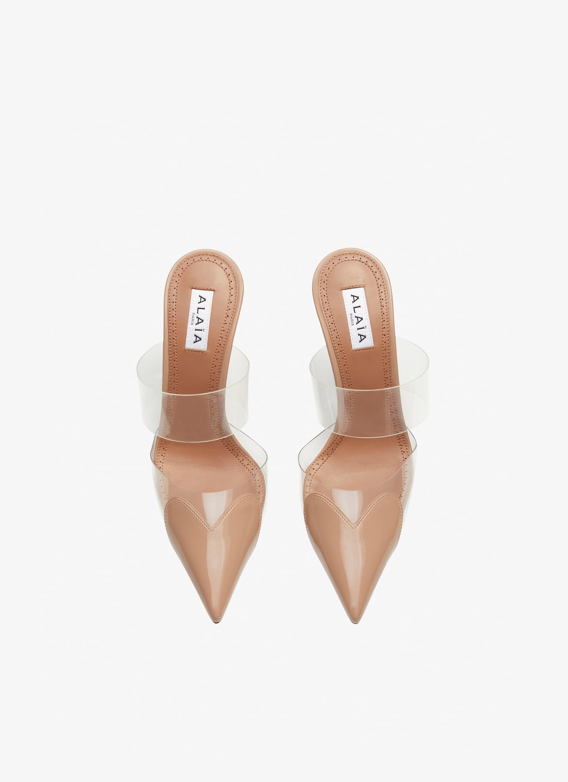 LE COEUR MULES IN PATENT CALFSKIN ALAÏA BEIGE LE COEUR MULES IN PATENT CALFSKIN